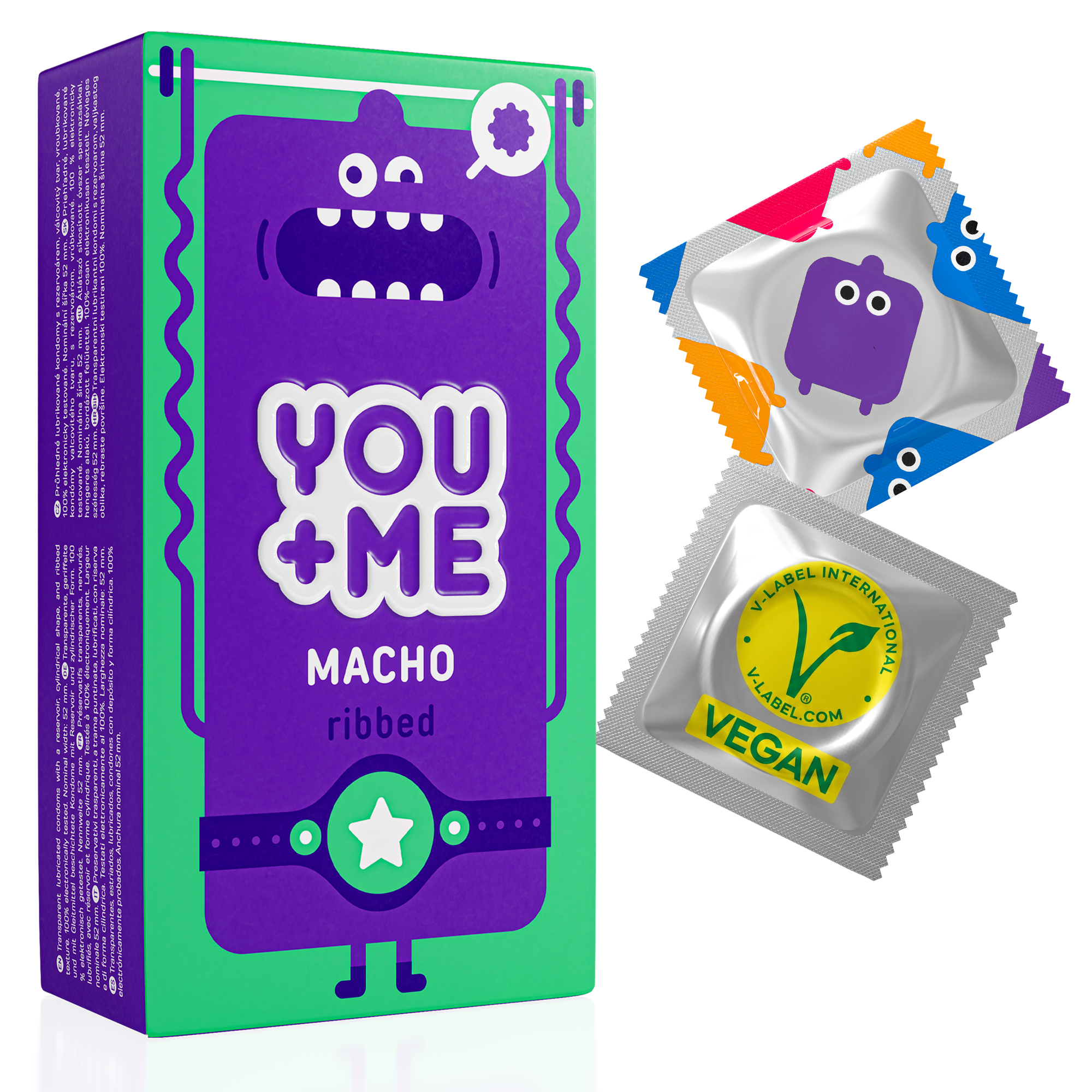 MACHO VEGAN CONDOMS WITH A RIBBED DESIGN 12 PCS