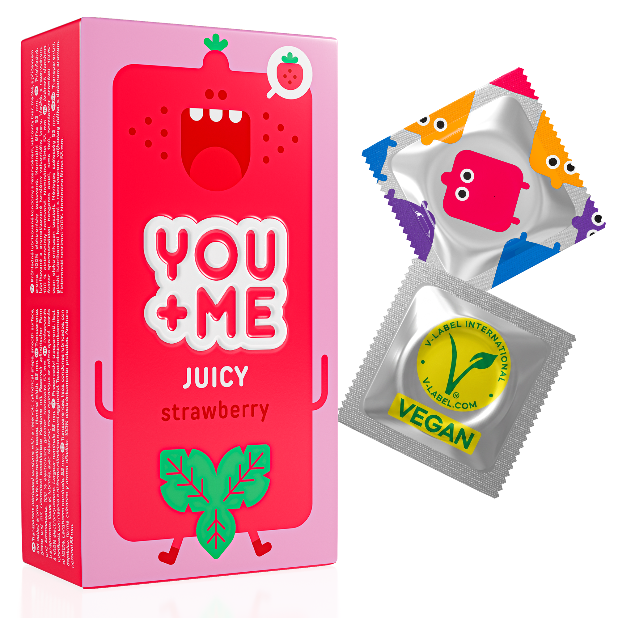 JUICY VEGAN CONDOMS WITH STRAWBERRY AROMA 12 PCS