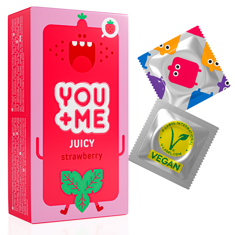 JUICY VEGAN CONDOMS WITH STRAWBERRY AROMA 12 PCS