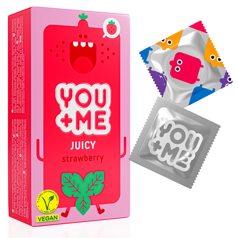 JUICY VEGAN CONDOMS WITH STRAWBERRY AROMA 12 PCS