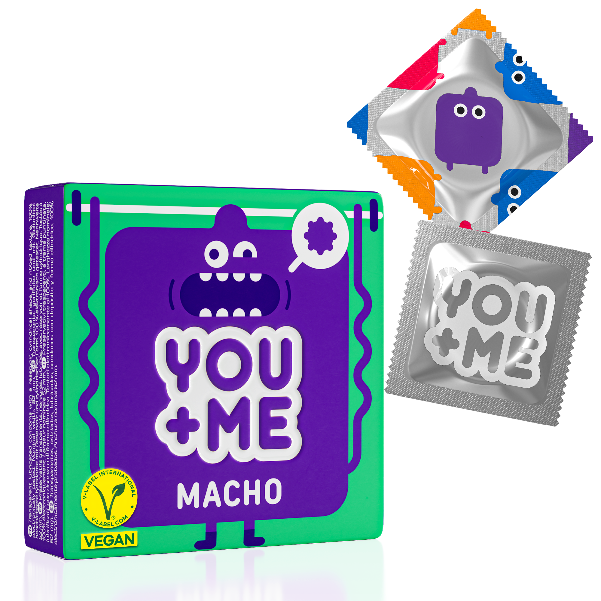 MACHO VEGAN CONDOMS WITH A RIBBED DESIGN 3 PCS