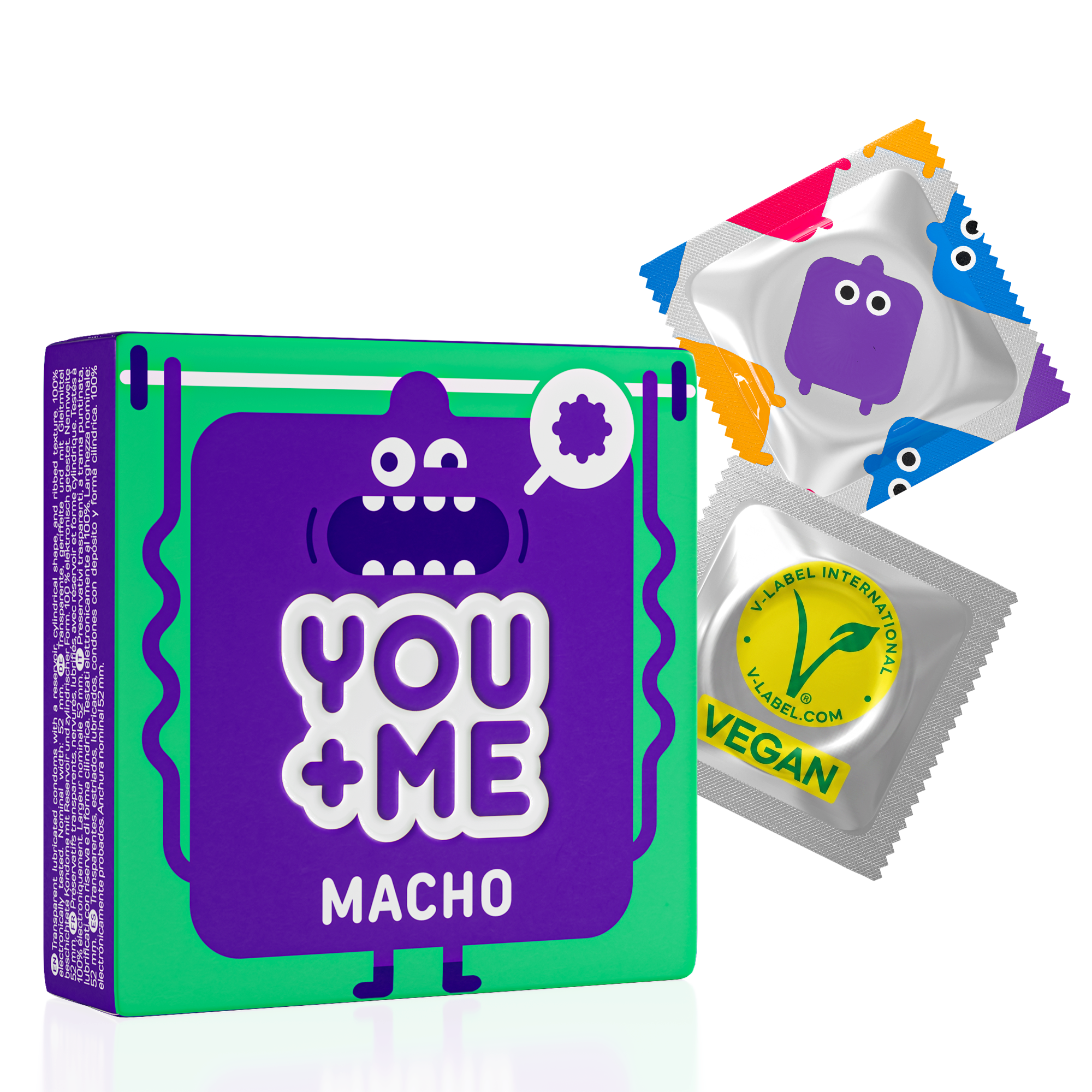 MACHO VEGAN CONDOMS WITH A RIBBED DESIGN 3 PCS