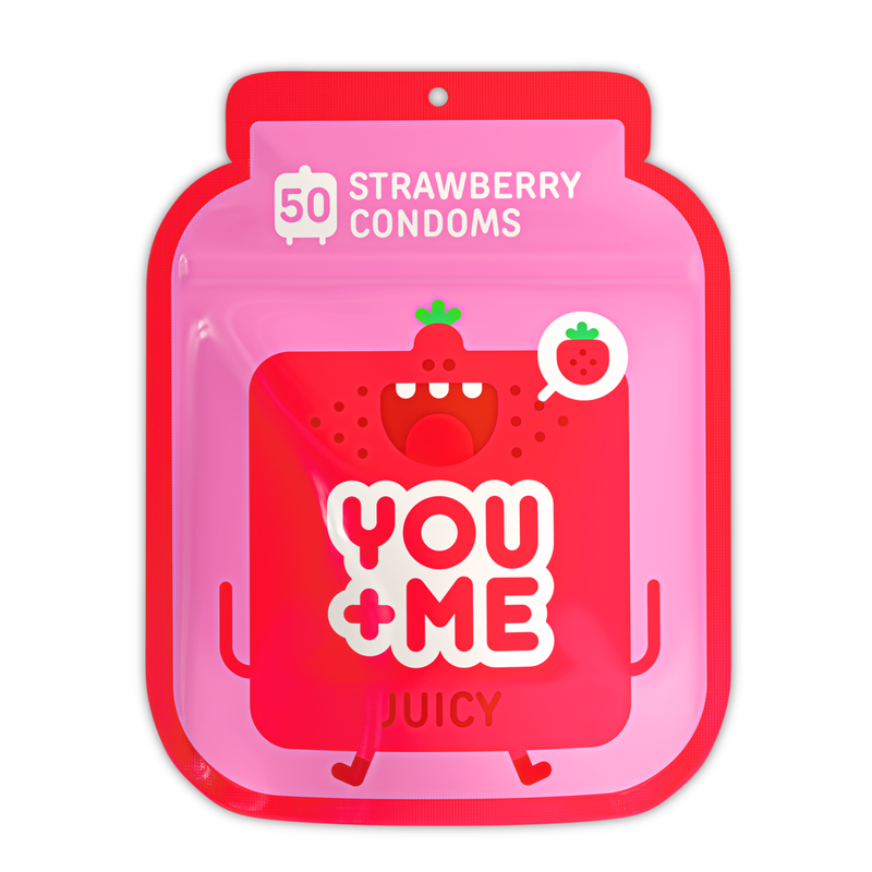 JUICY VEGAN CONDOMS WITH STRAWBERRY FRUIT AROMA