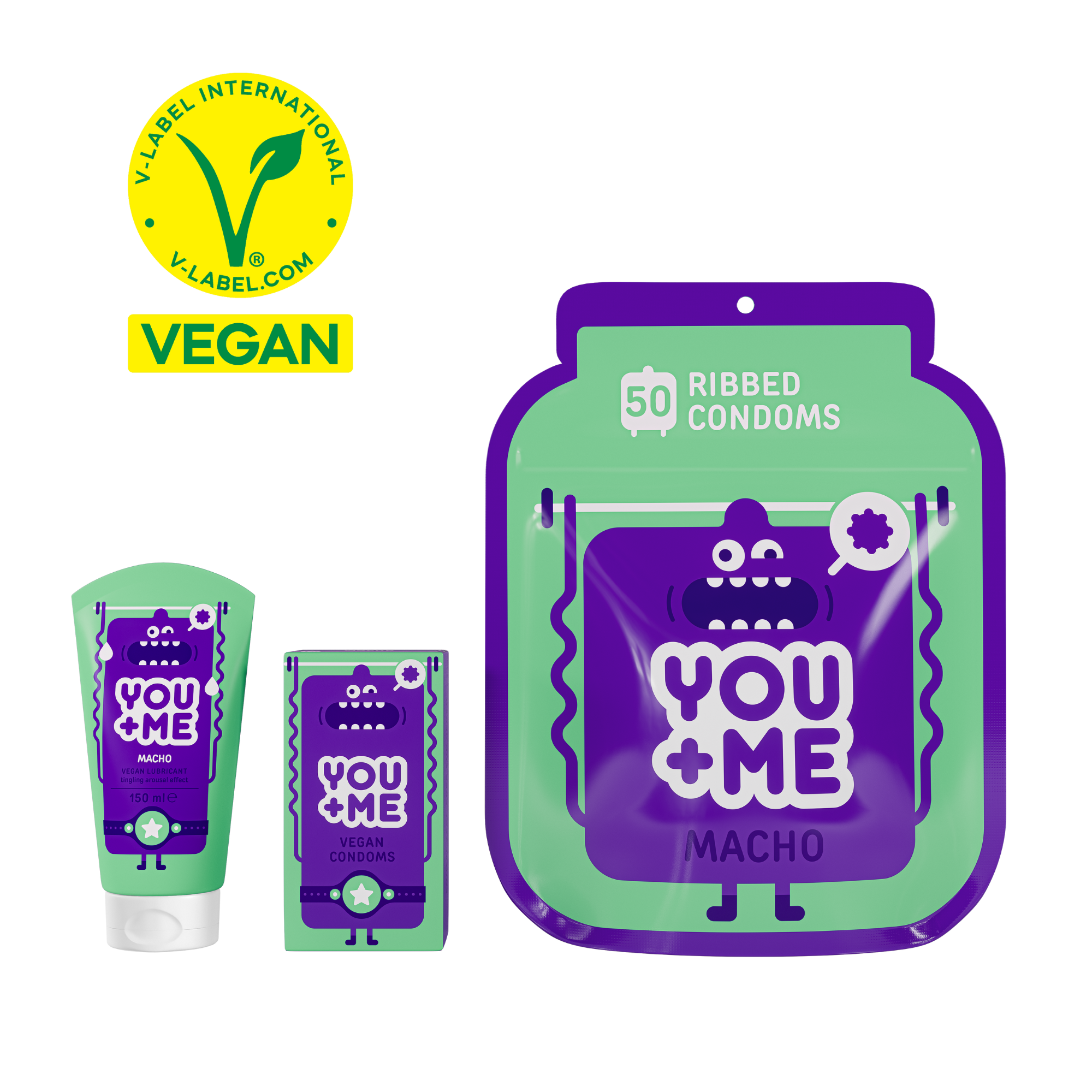 MACHO VEGAN CONDOMS WITH A RIBBED DESIGN