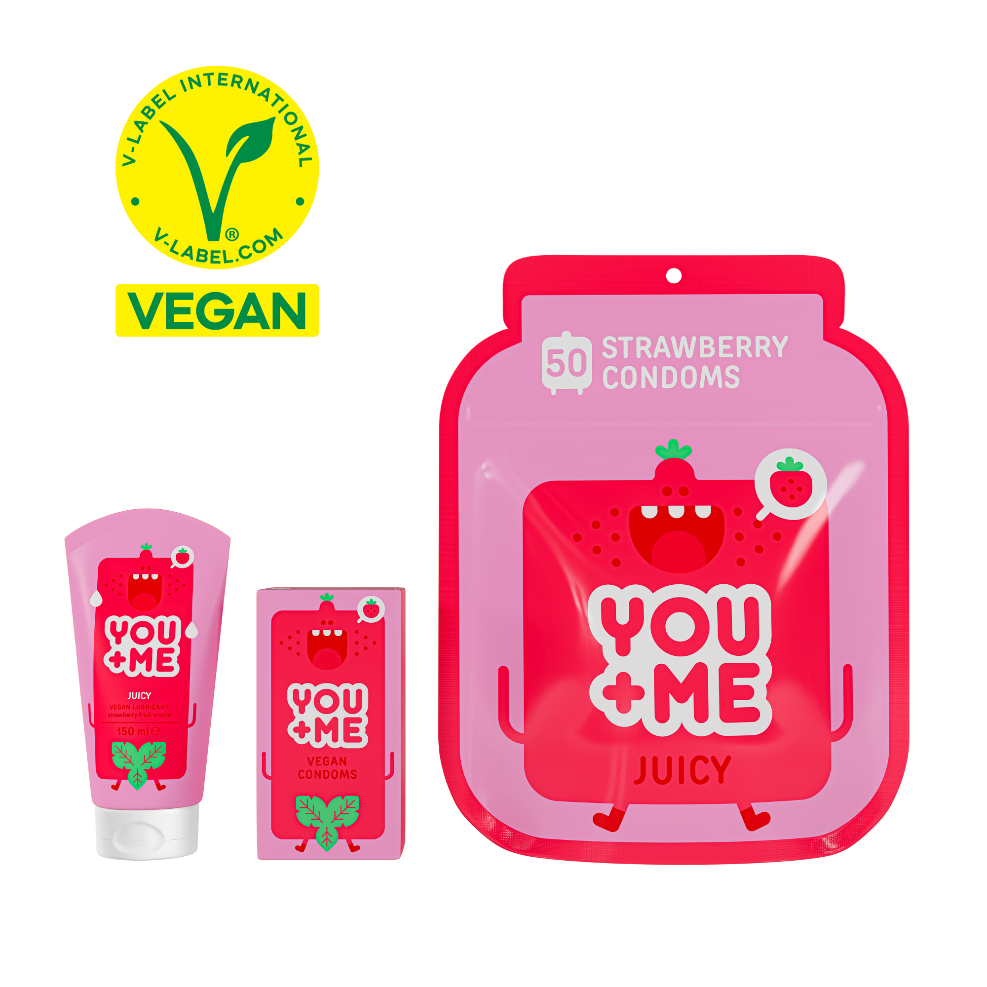 JUICY VEGAN CONDOMS WITH STRAWBERRY FRUIT AROMA