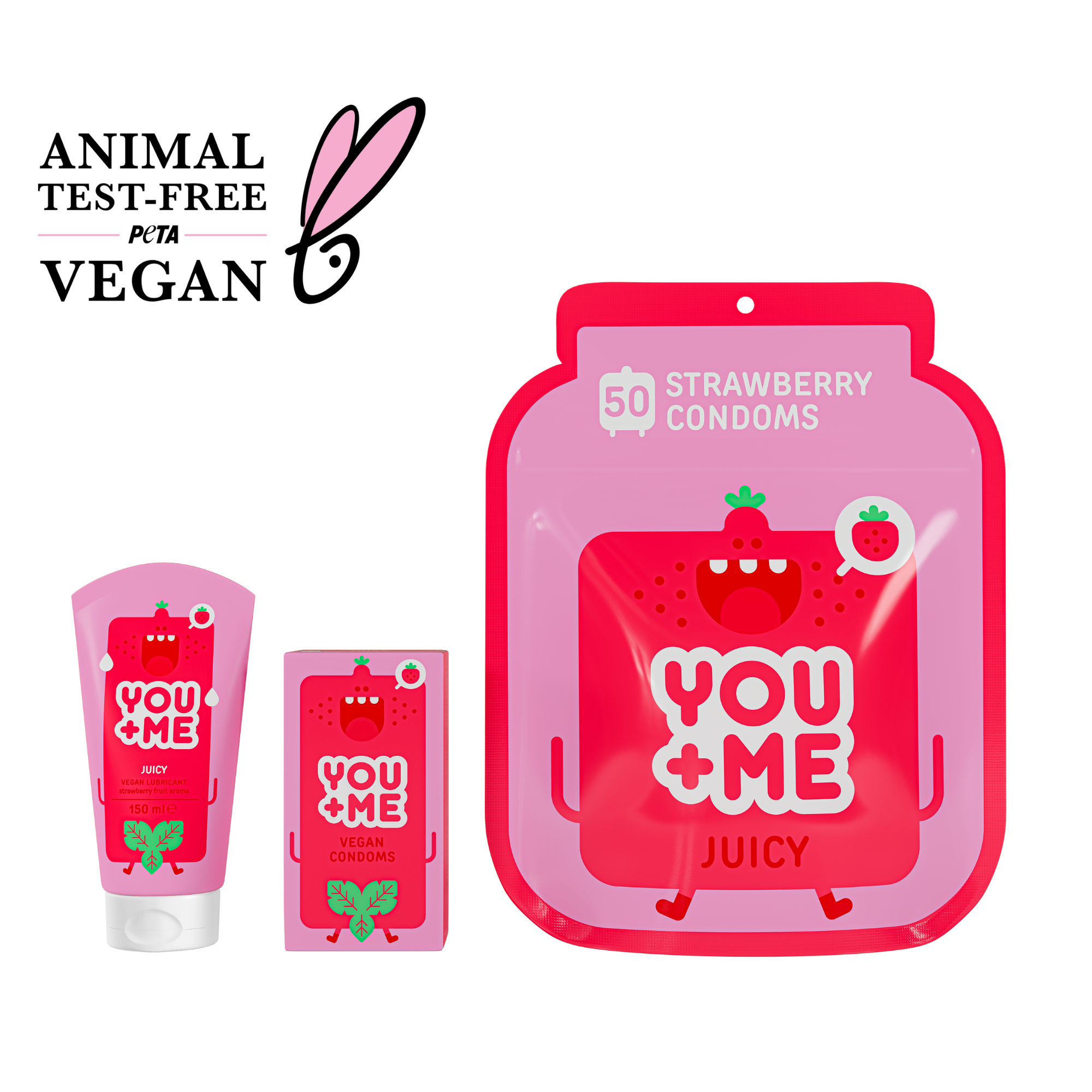 JUICY VEGAN CONDOMS WITH STRAWBERRY FRUIT AROMA