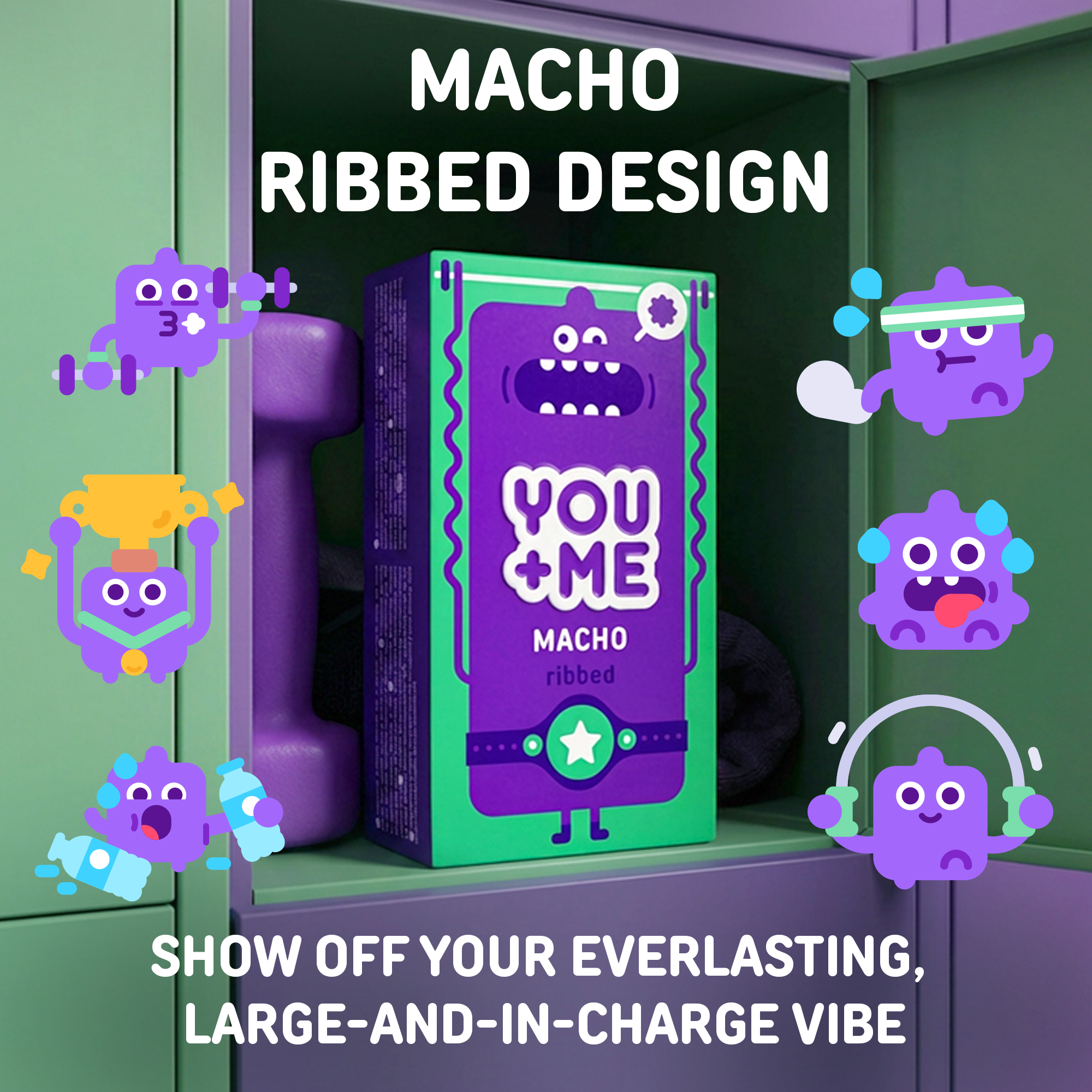 MACHO VEGAN CONDOMS WITH A RIBBED DESIGN 12 PCS
