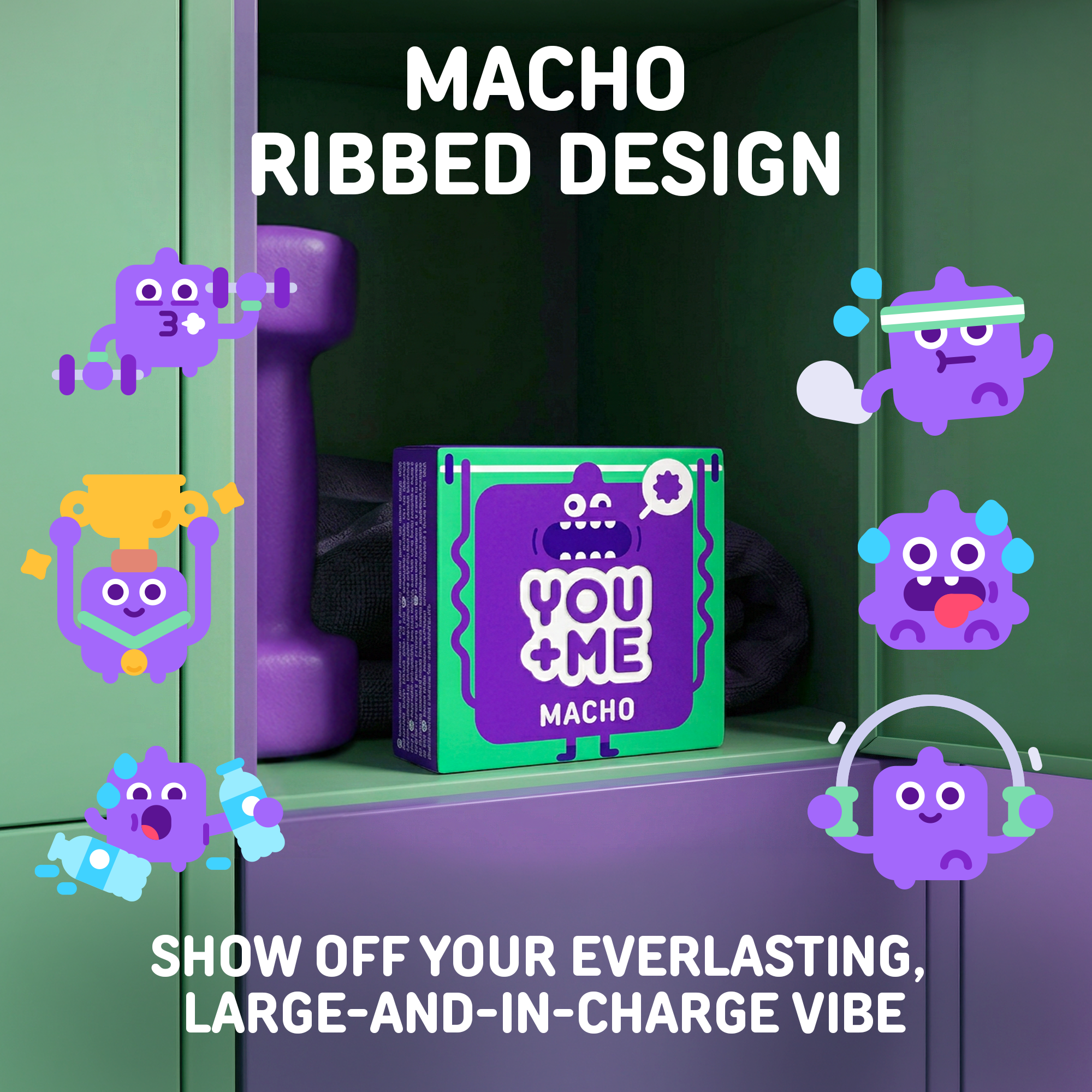 MACHO VEGAN CONDOMS WITH A RIBBED DESIGN 3 PCS