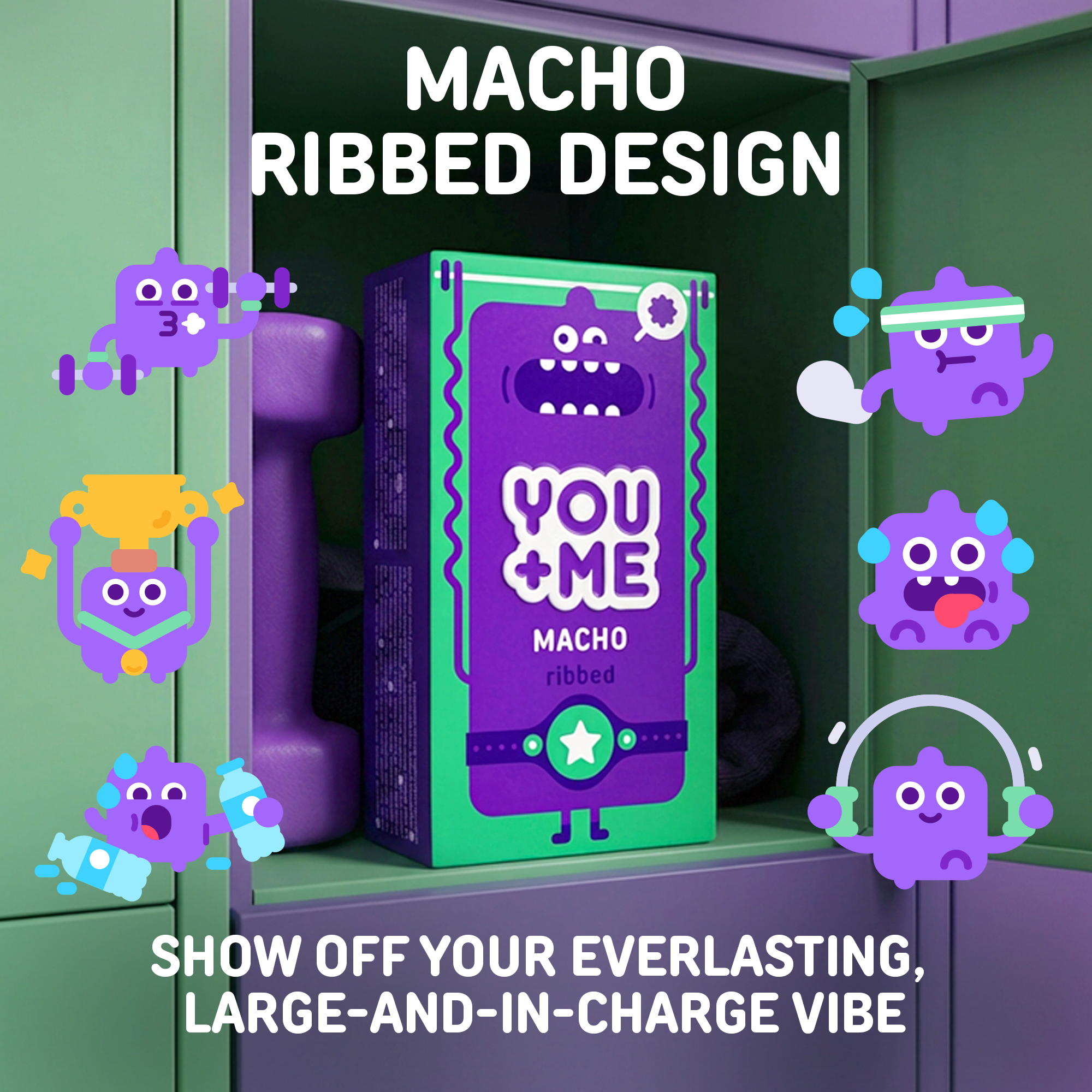 MACHO VEGAN CONDOMS WITH A RIBBED DESIGN 12 PCS