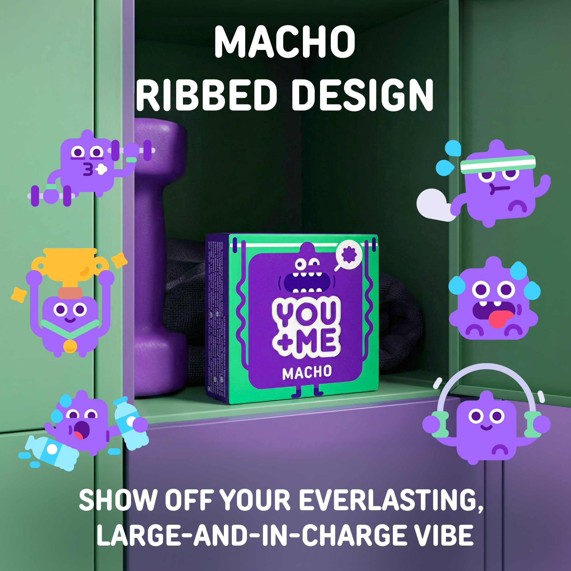MACHO VEGAN CONDOMS WITH A RIBBED DESIGN 3 PCS
