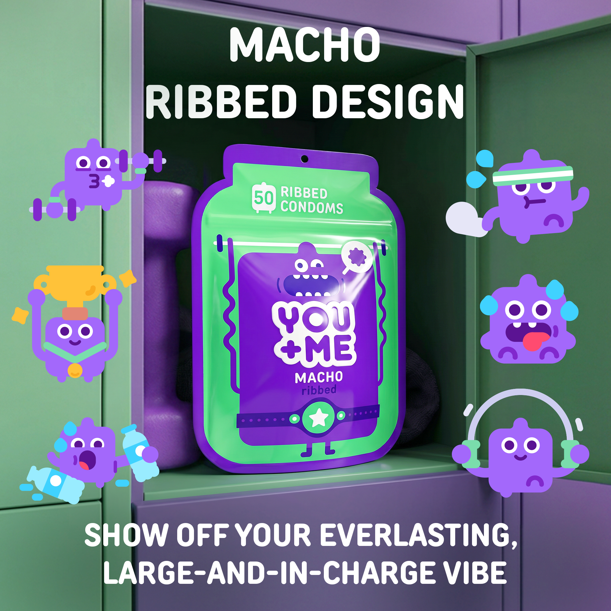 MACHO VEGAN CONDOMS WITH A RIBBED DESIGN 50 PCS