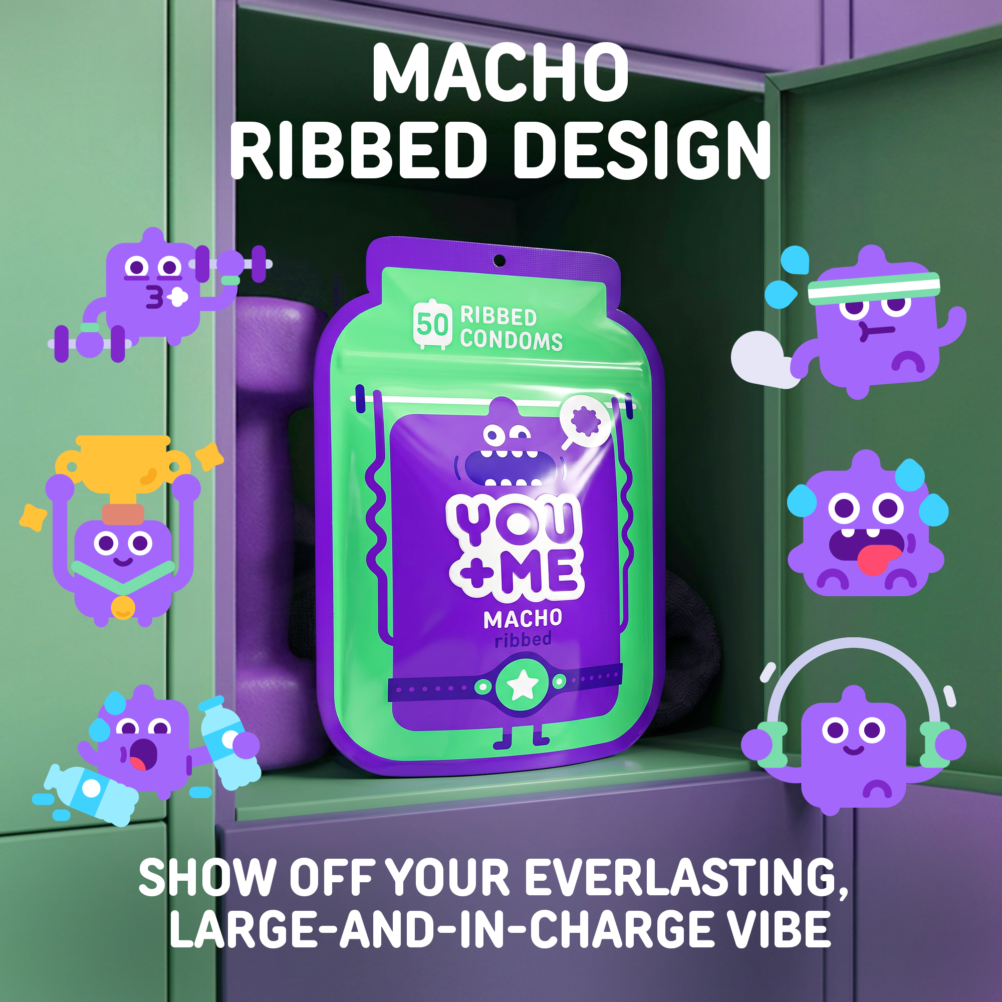 MACHO VEGAN CONDOMS WITH A RIBBED DESIGN 50 PCS