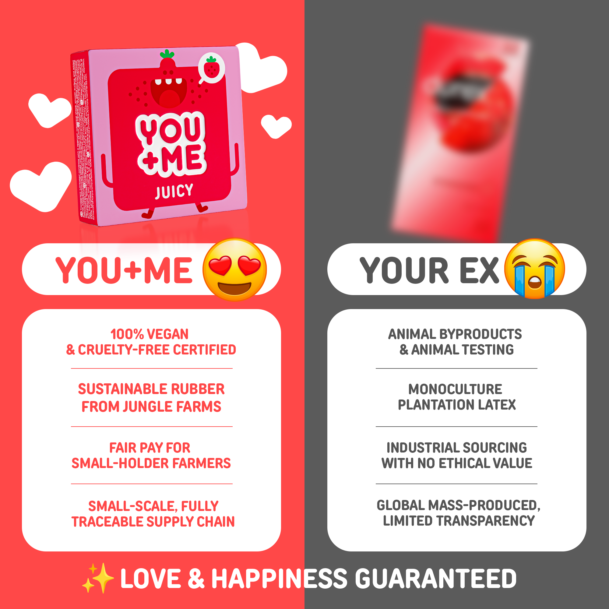 JUICY VEGAN CONDOMS WITH STRAWBERRY AROMA 3 PCS