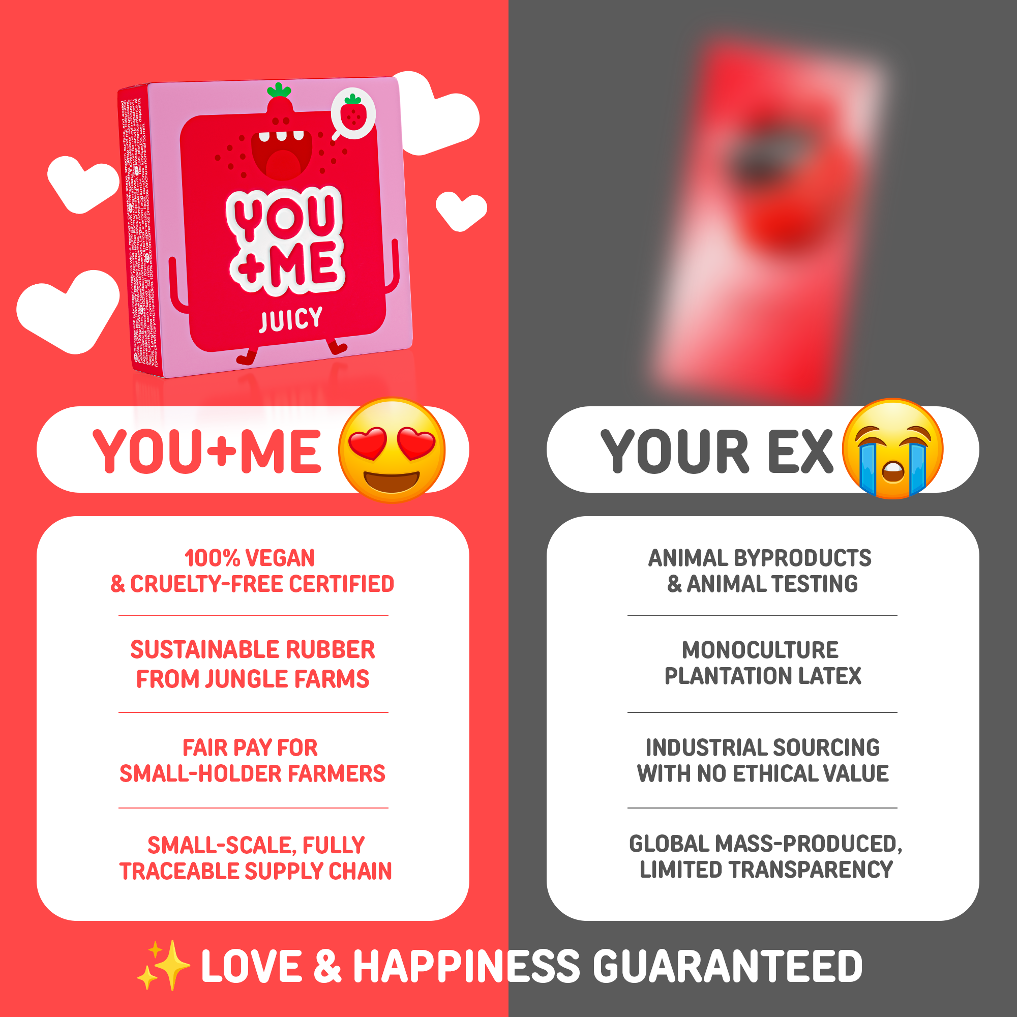 JUICY VEGAN CONDOMS WITH STRAWBERRY AROMA 3 PCS