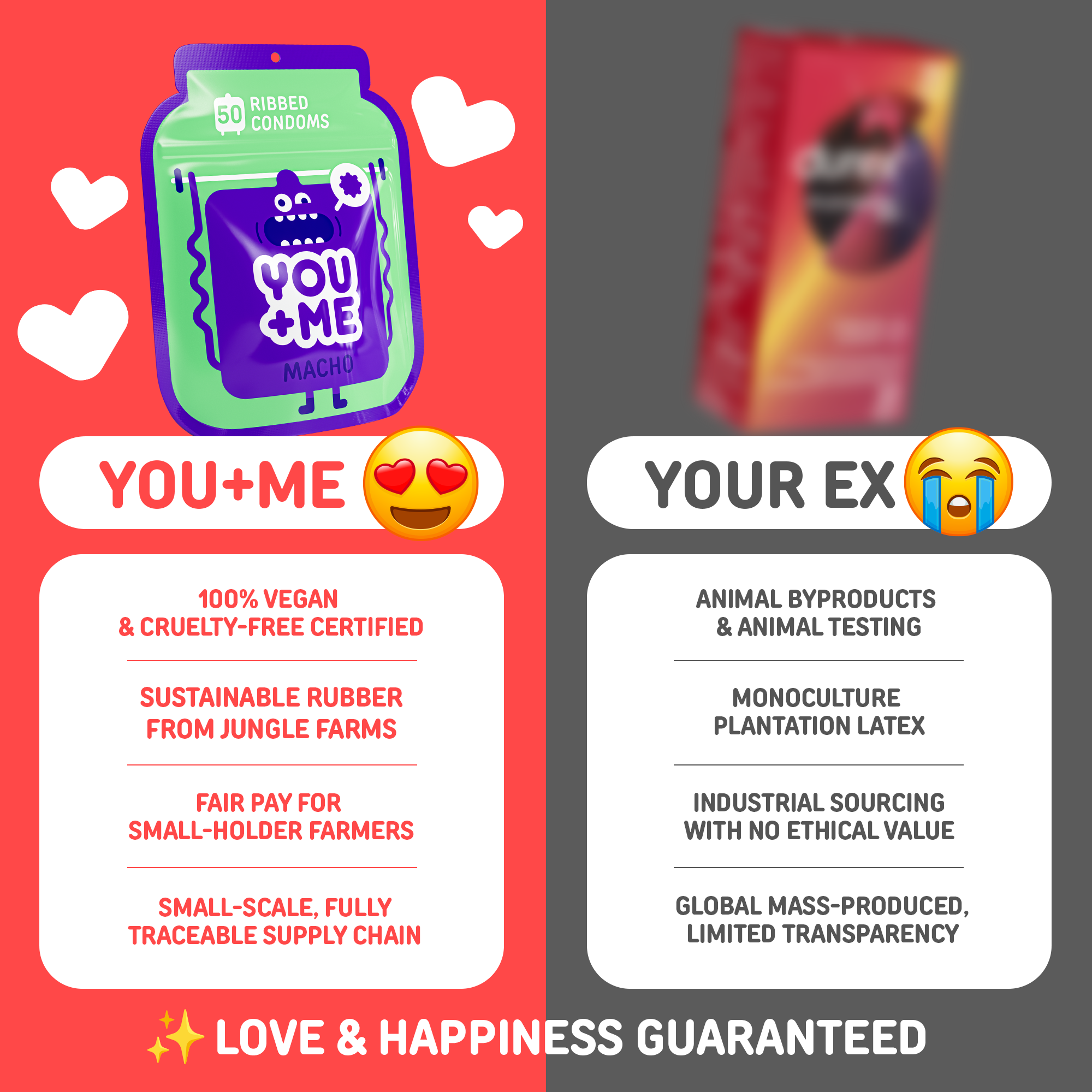 MACHO VEGAN CONDOMS WITH A RIBBED DESIGN 50 PCS